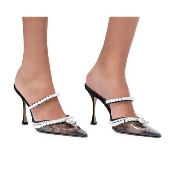 Mach and Mach Diamond of Elizabeth Imitation Pearl pointed toe‎ mule size 39 - Picture 3 of 15